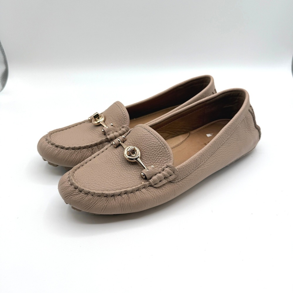 Coach Arlene Loafers Womens 8.5B Taupe Leather Turnlock Driving Moccasins Shoes